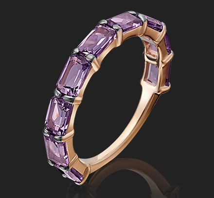 Кольцо из золота с камнем аметист фото, цены