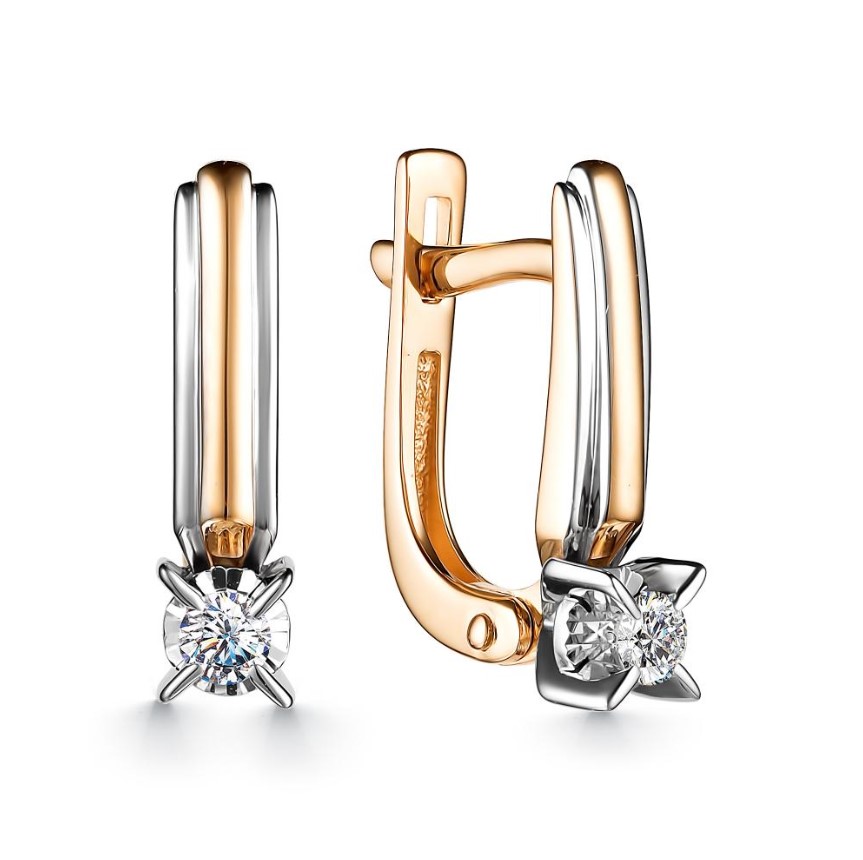 Серьги из золота с камнем Бриллиант фото, цены