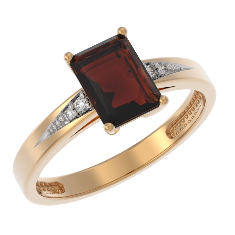 Кольцо из золота с камнем Гранат, Фианит фото, цены