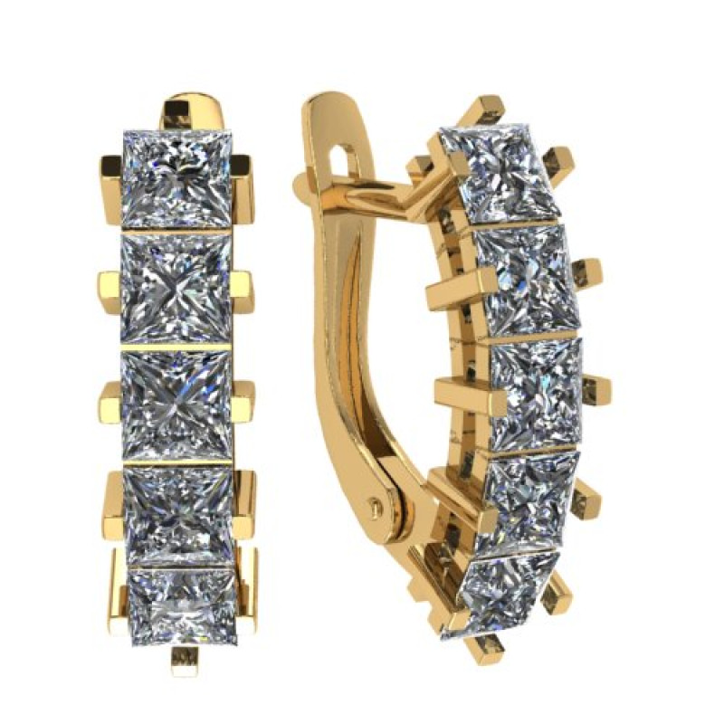 Серьги из золота с камнем Фианит фото, цены