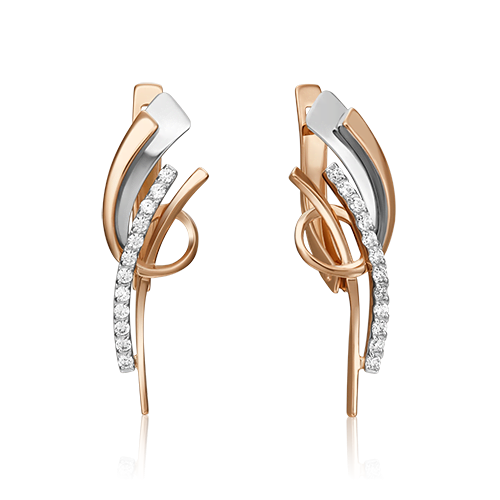 Серьги из золота с камнем Фианит фото, цены