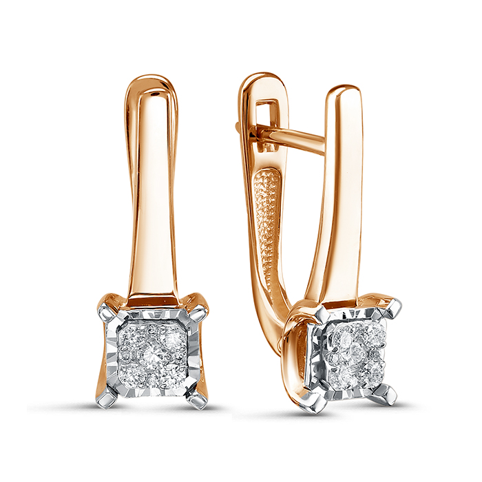 Серьги из золота с камнем Бриллиант фото, цены