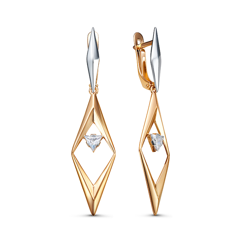 Серьги из золота с камнем Фианит фото, цены