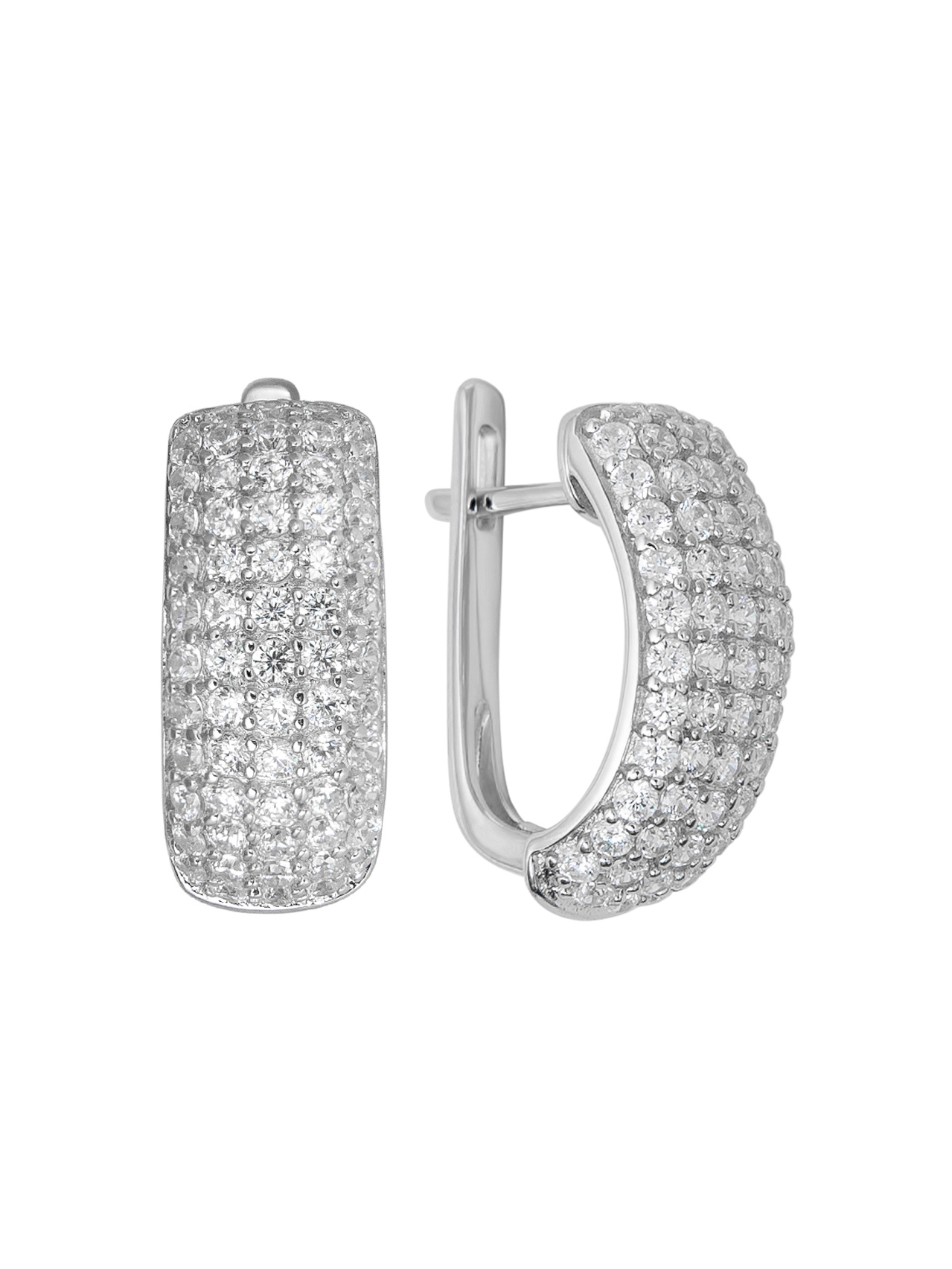 Серьги из серебра с камнем Фианит фото, цены