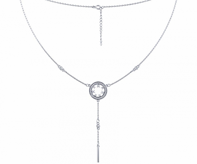 Колье из серебра с камнем Фианит фото, цены