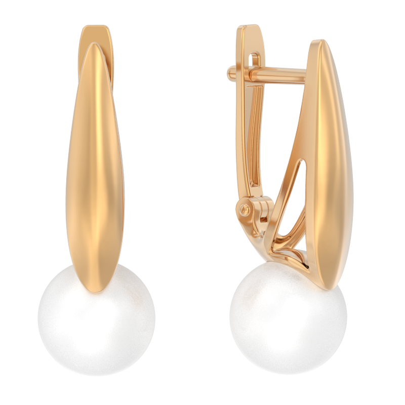 Серьги из золота с камнем Жемчуг фото, цены