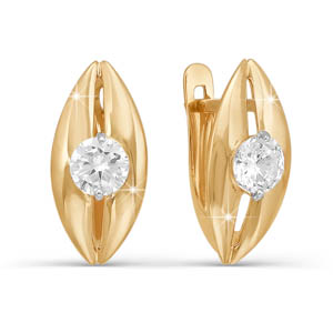 Серьги из золота с камнем Фианит фото, цены