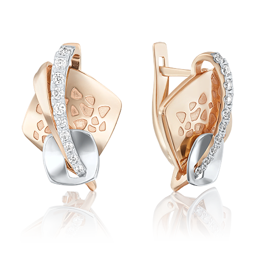 Серьги из золота с камнем Фианит фото, цены