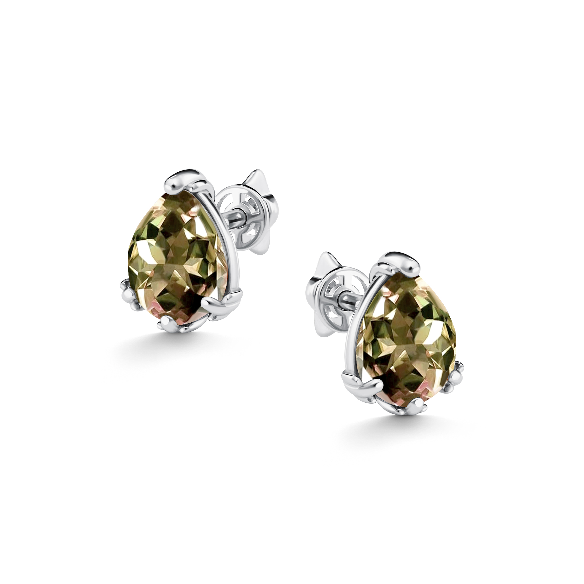 Серьги из серебра с камнем Султанит и.в. фото, цены