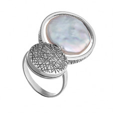 Кольцо из серебра с камнем Жемчуг фото, цены