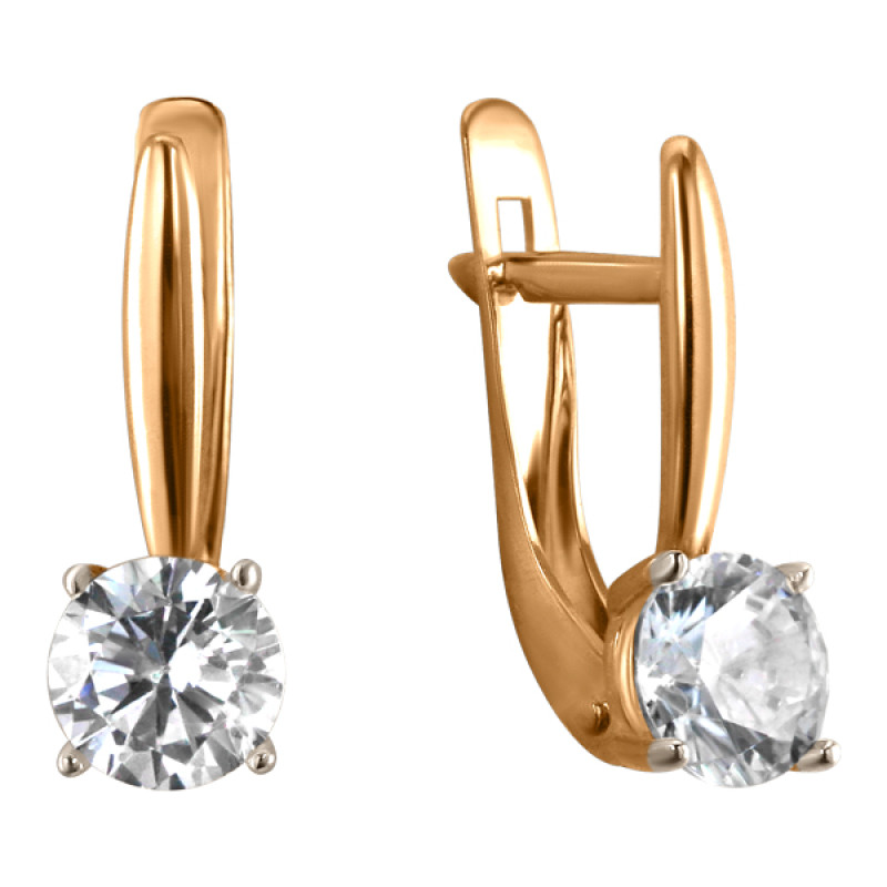 Серьги из золота с камнем Фианит фото, цены