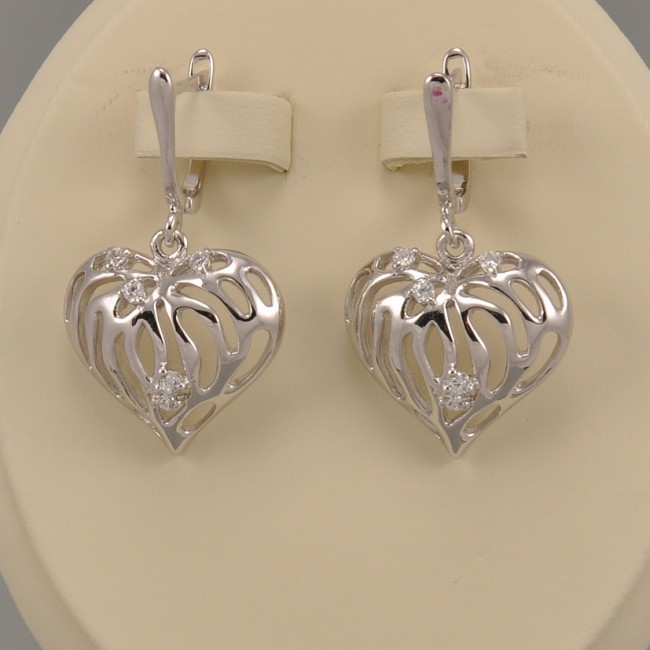 Серьги из серебра с камнем Циркон фото, цены