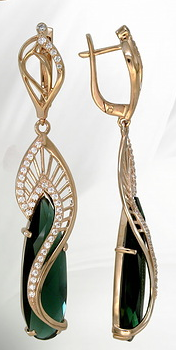 Серьги из серебра с камнем Фианит, Кварц фото, цены