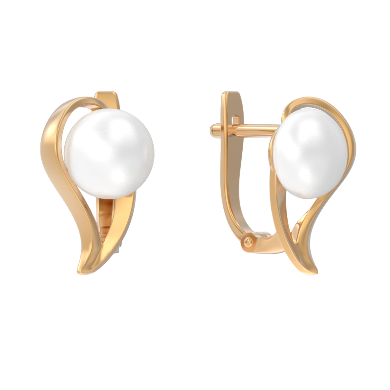 Серьги из золота с камнем Жемчуг фото, цены