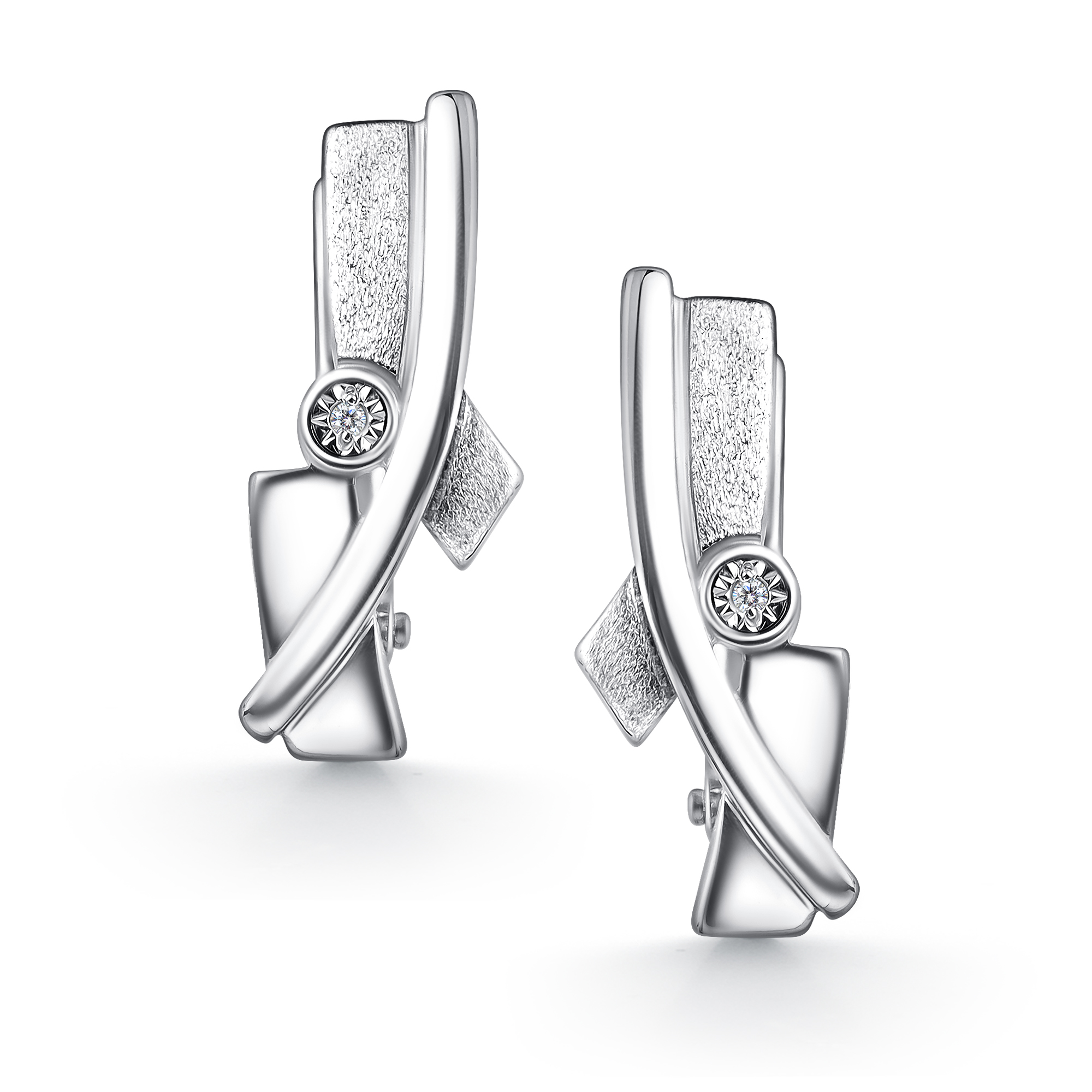 Серьги из серебра с камнем Бриллиант фото, цены