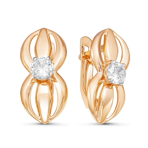 Серьги из золота с камнем Фианит фото, цены