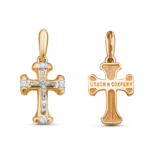 Крест из золота с камнем Бриллиант фото, цены