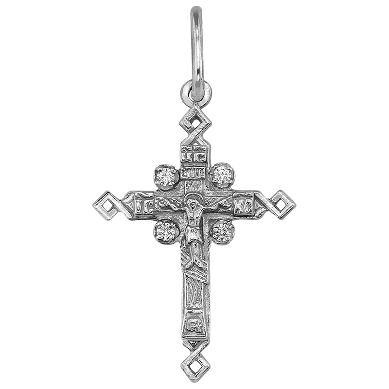 Крест из серебра с камнем Фианит фото, цены