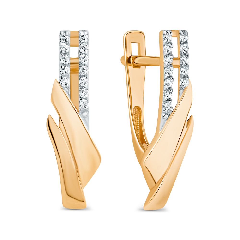 Серьги из золота с камнем Фианит фото, цены