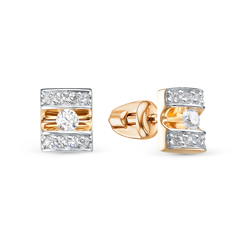 Пуссеты из золота с камнем Фианит фото, цены