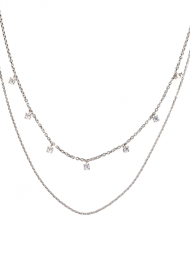 Колье из серебра с камнем Фианит фото, цены