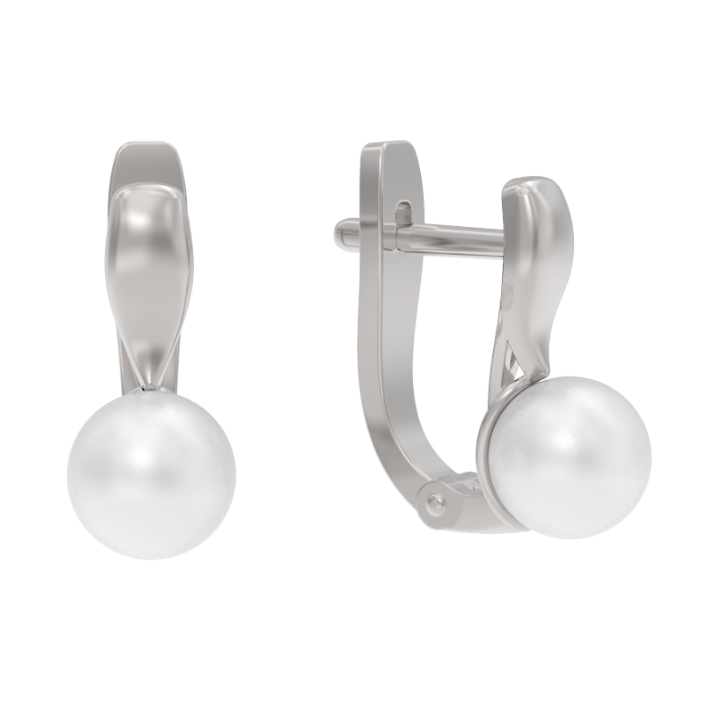 Серьги из серебра с камнем Жемчуг фото, цены