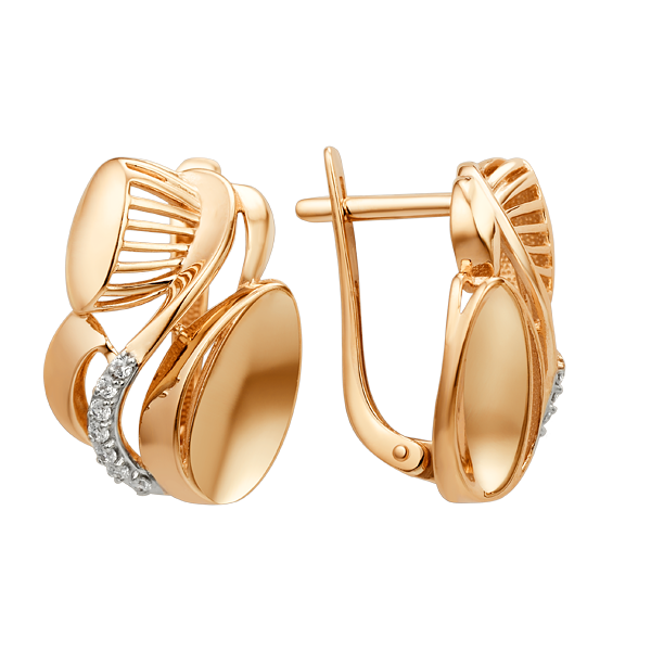 Серьги из золота с камнем Фианит фото, цены