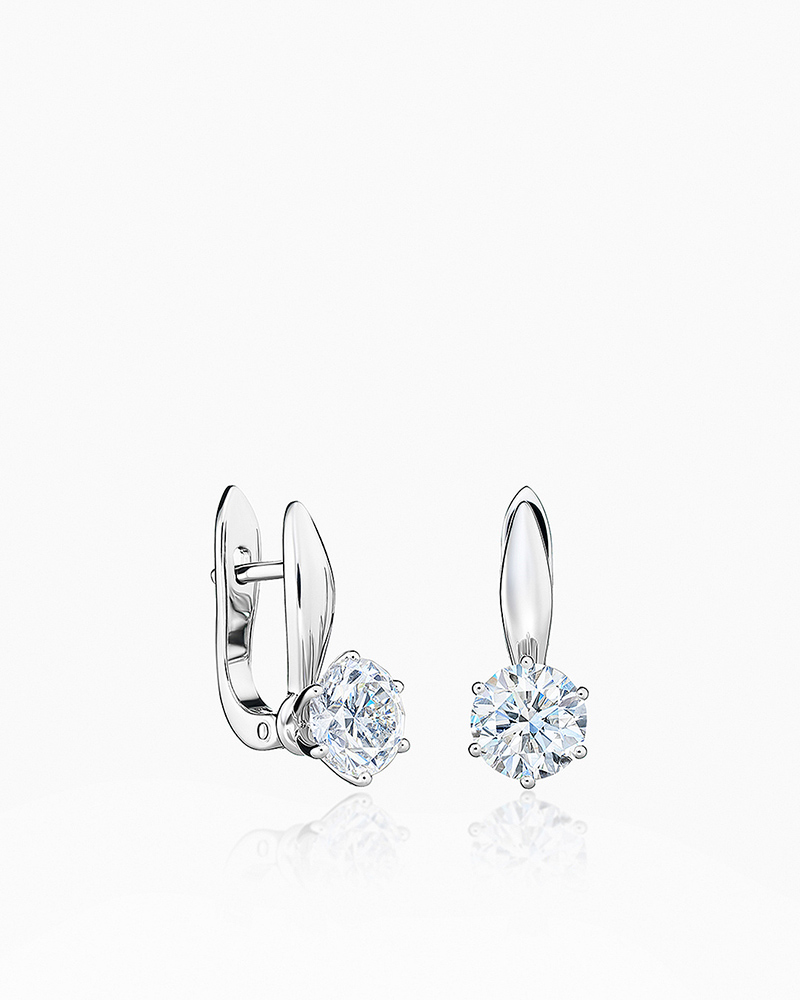 Серьги из золота с камнем Бриллиант фото, цены