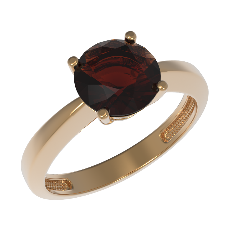 Кольцо из золота с камнем Гранат фото, цены
