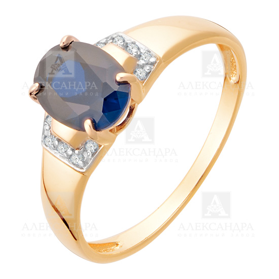 Кольцо из золота с камнем Лондон топаз, Фианит фото, цены