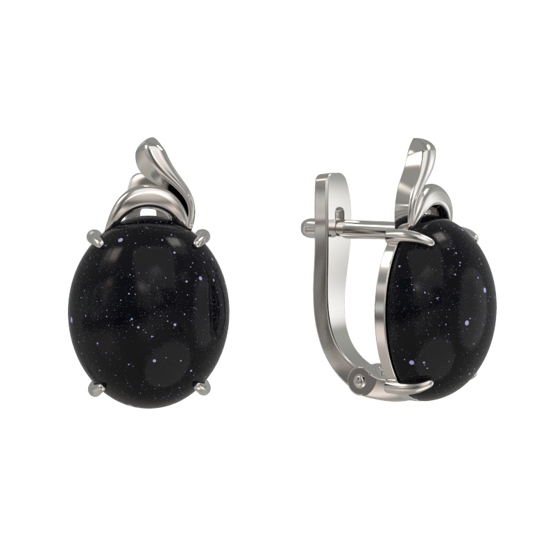 Серьги из серебра с камнем Авантюрин фото, цены