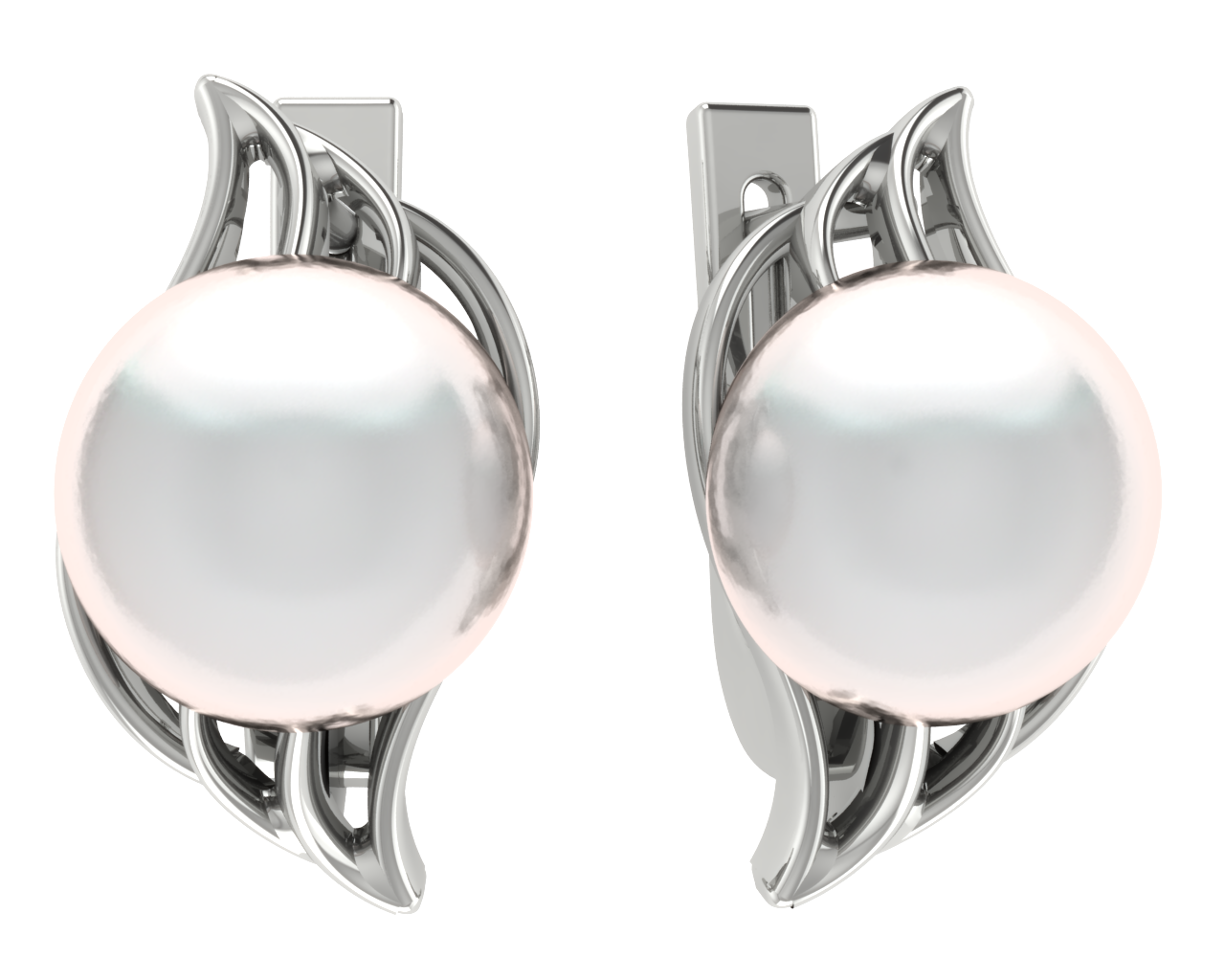 Серьги из серебра с камнем Жемчуг фото, цены