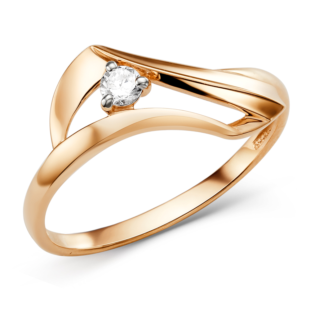 Кольцо из золота с камнем Фианит фото, цены