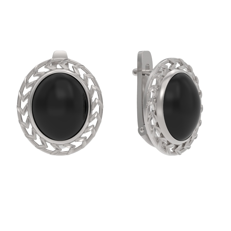 Серьги из серебра с камнем Агат фото, цены