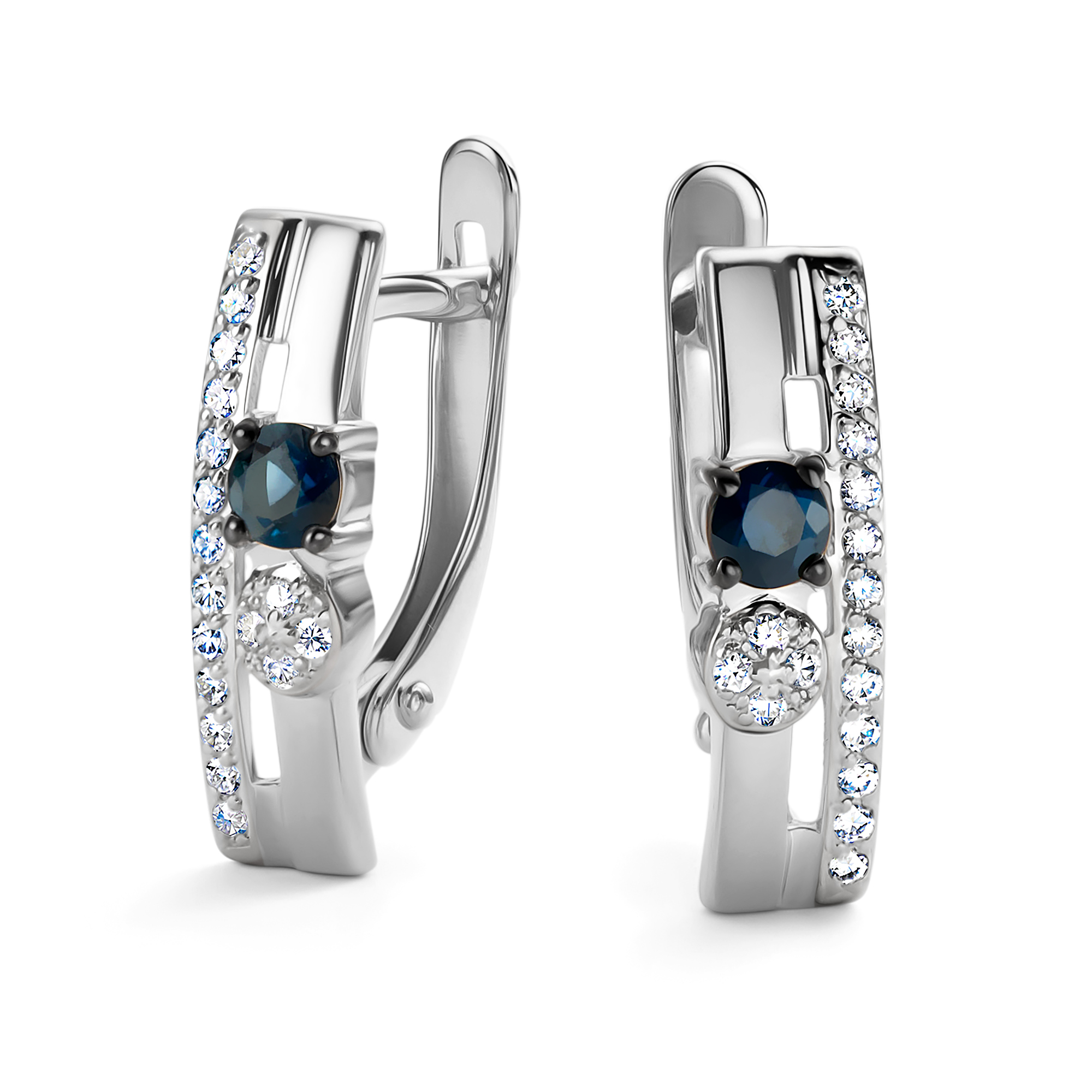 Серьги из золота с камнем Бриллиант, Сапфир фото, цены