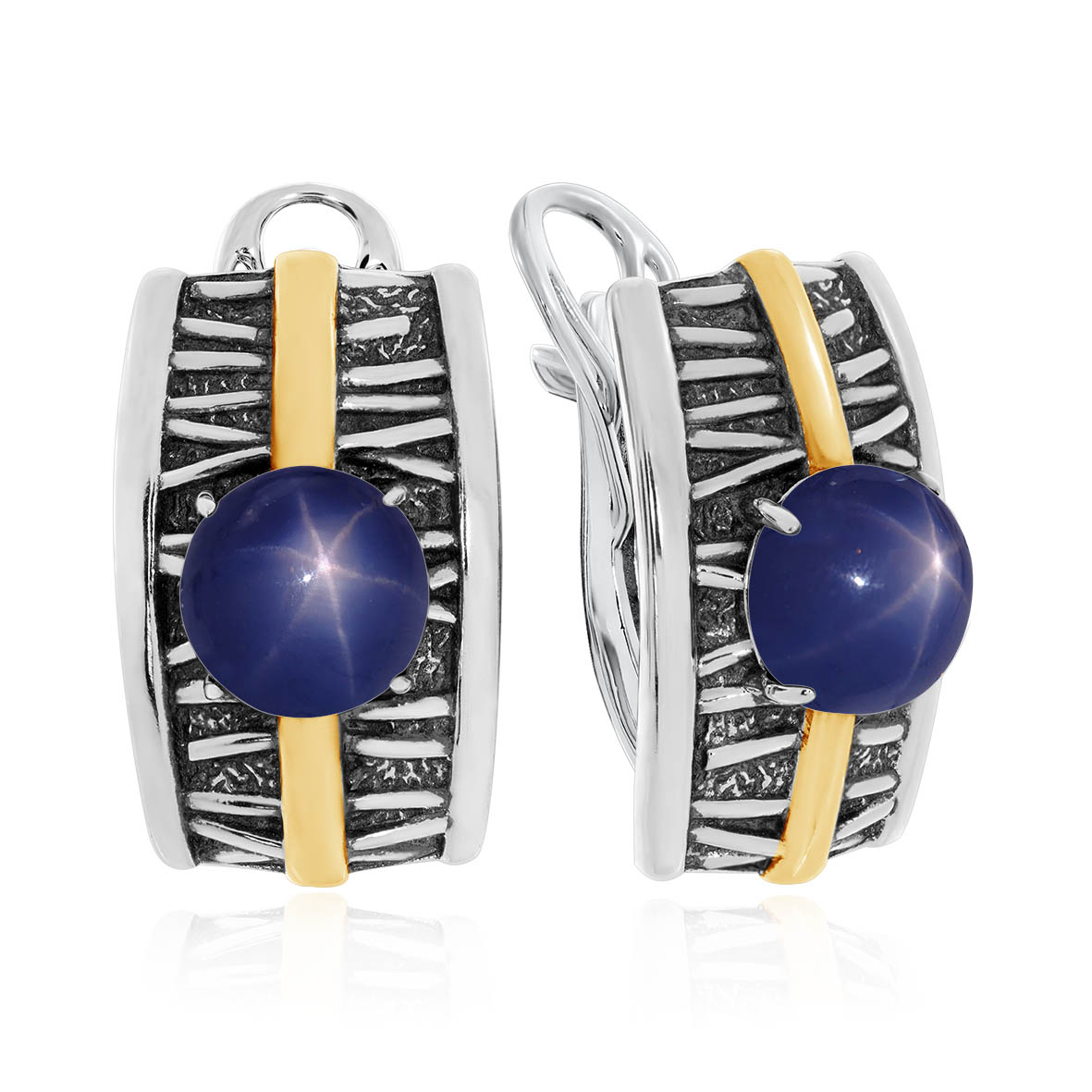 Серьги из серебра с камнем Сапфир фото, цены