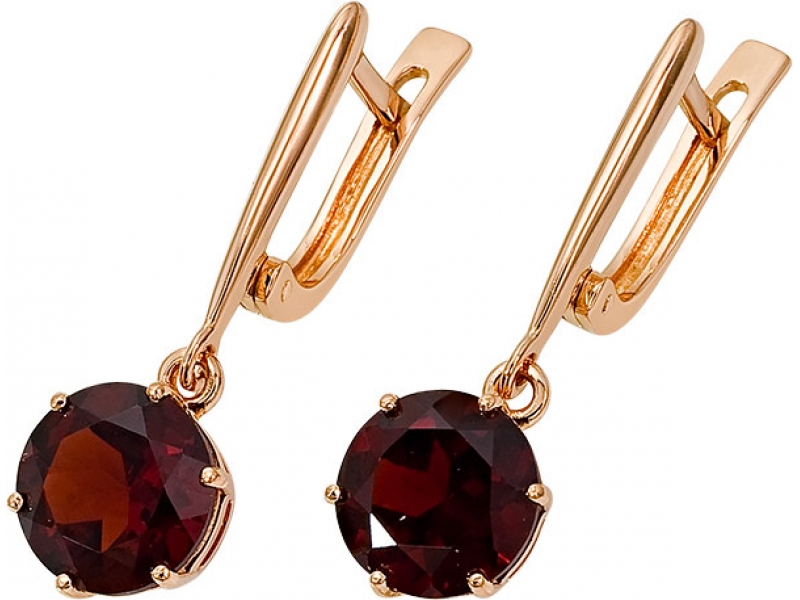 Серьги из золота с камнем Гранат фото, цены