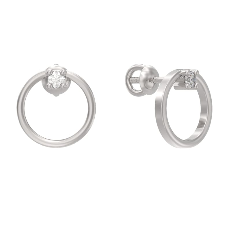 Пуссеты из серебра с камнем Фианит фото, цены