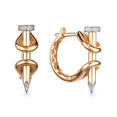 Серьги из золота с камнем Фианит фото, цены