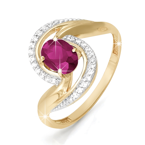 Кольцо из золота с камнем Бриллиант, Рубин фото, цены