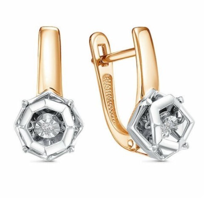 Серьги из золота с камнем Бриллиант фото, цены