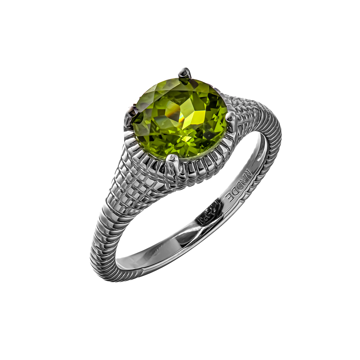 Кольцо из серебра с камнем Перидот фото, цены