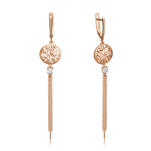 Серьги из золота с камнем Фианит фото, цены