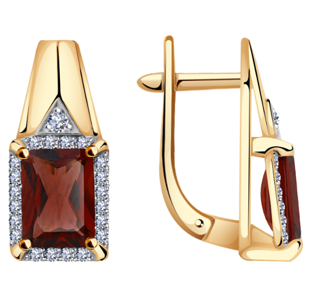 Серьги из золота с камнем Лондон топаз, Фианит фото, цены