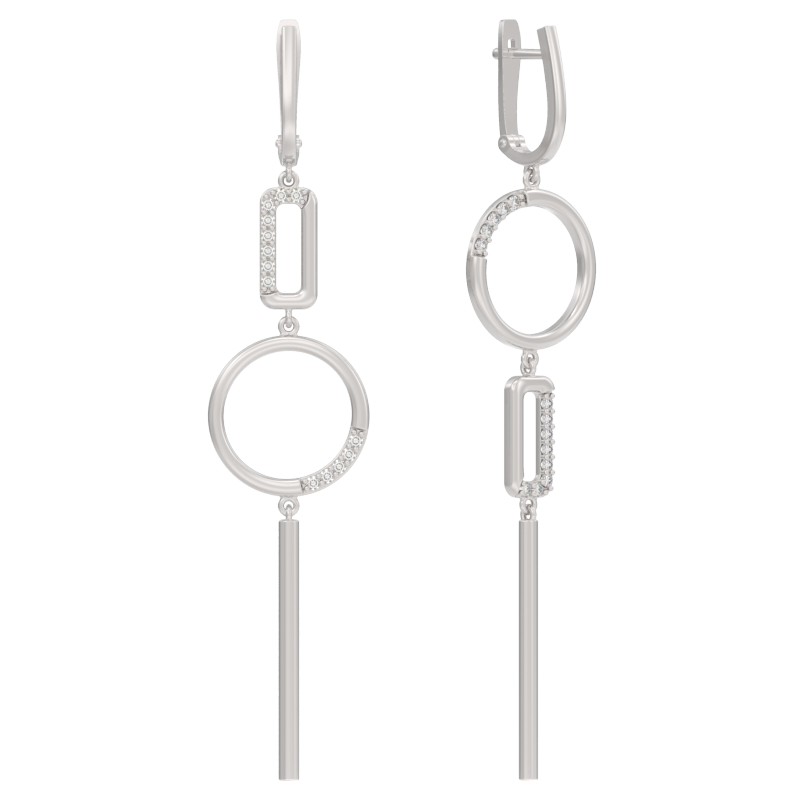 Серьги из серебра с камнем Фианит фото, цены