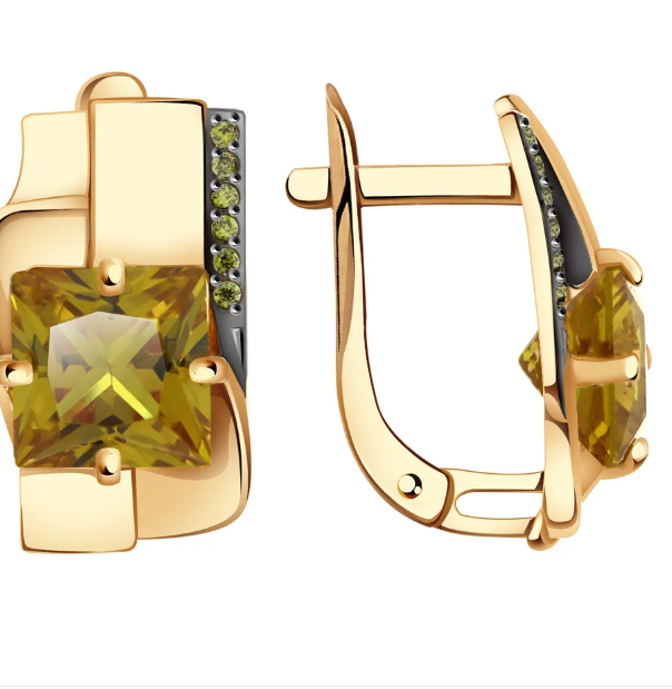 Серьги из золота с камнем Лондон топаз, Фианит фото, цены