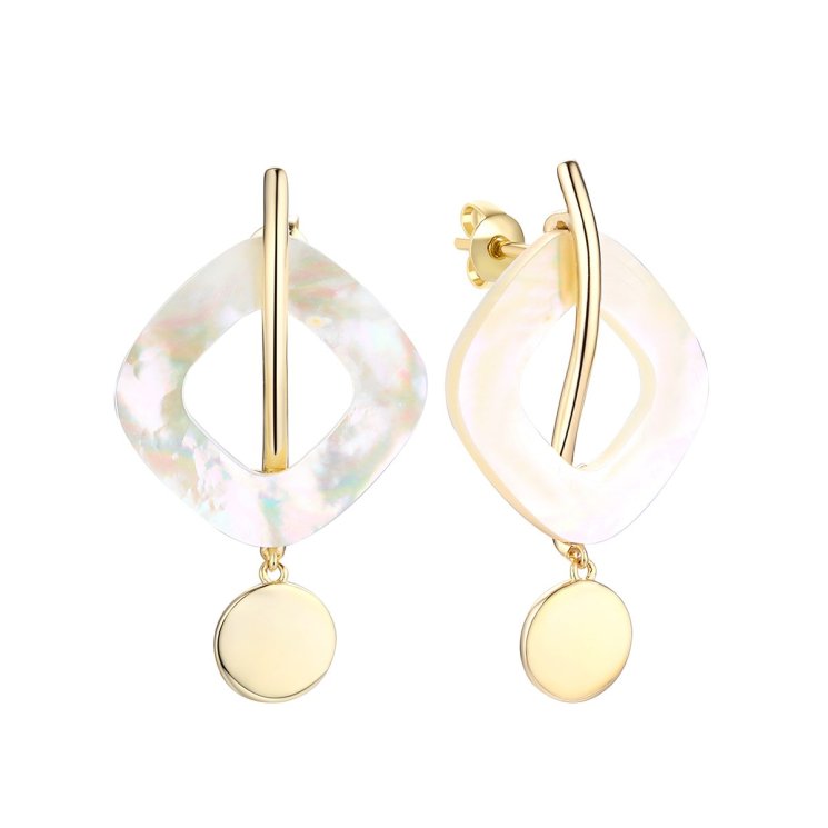 Пуссеты из серебра с камнем Перламутр фото, цены