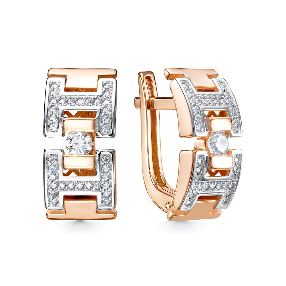 Серьги из золота с камнем Фианит фото, цены