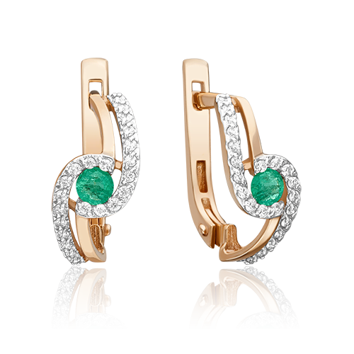 Серьги из золота с камнем Бриллиант, Изумруд фото, цены