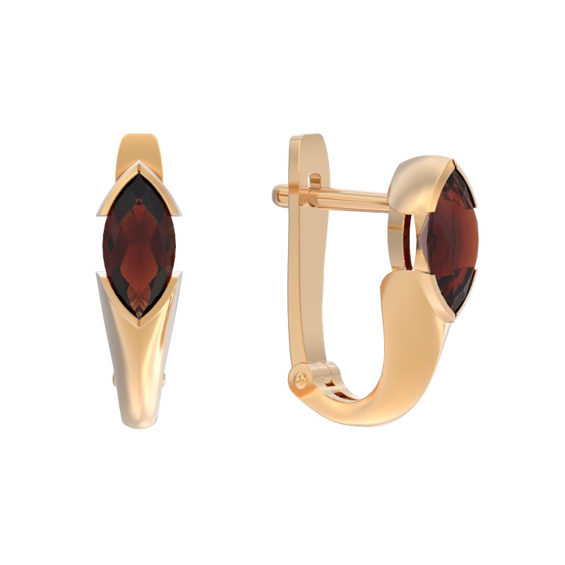 Серьги из золота с камнем Гранат фото, цены